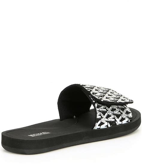 michael kors mk slide black black|Michael Kors ladies slides.